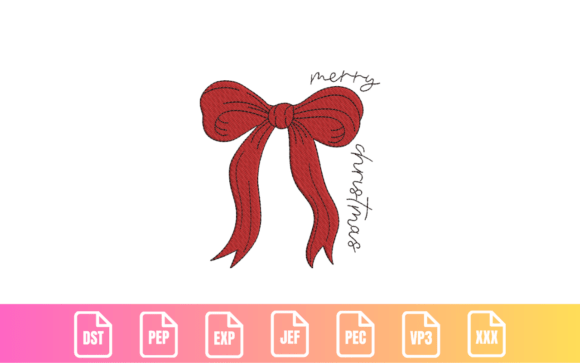 A Classic Red Ribbon Bow Embroidery Design for Holiday Products