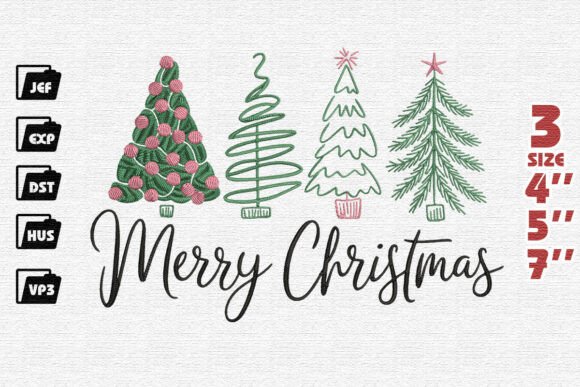 Christmas Sweatshirt Magic: Trees & Script Embroidery