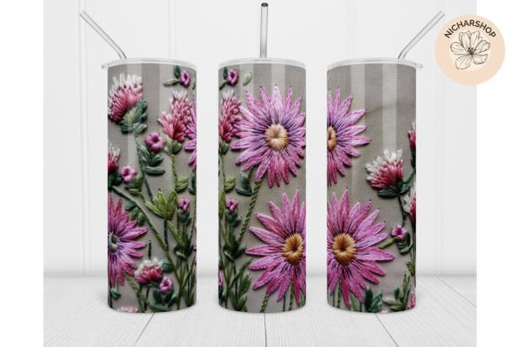 Evaluating a 20oz Pink Flower Embroidery Tumbler Design