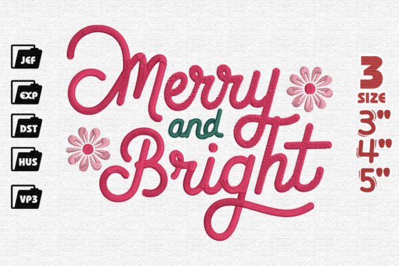 Merry and Bright Embroidery Design for Heartfelt Gifts